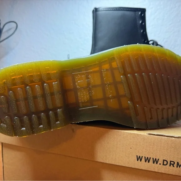 Dr. Martens Black Leather Boots with Yellow Stitching - Picture 9 of 10